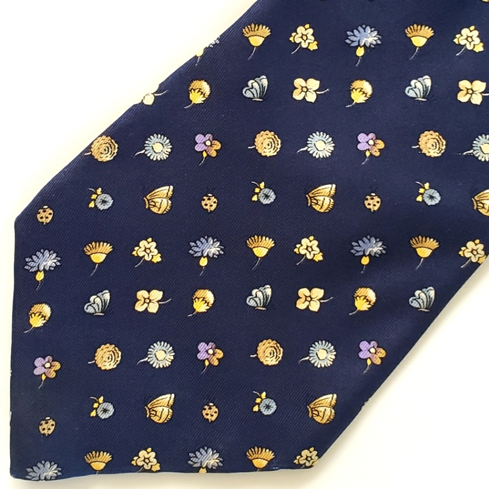 Salvatore Ferragamo necktie butterfly floral print silk